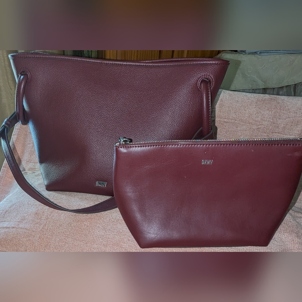 DKNY Phebey bucket bag with pouch inside.